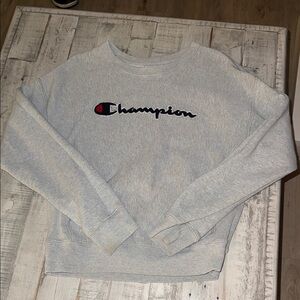 Champion Women's Light Gray Crew Neck Sweater